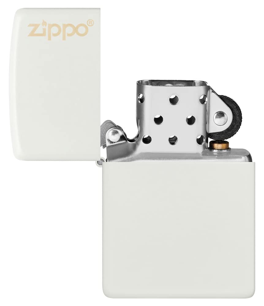 Zippo Accendino in metallo, bianco opaco, con logo, taglia unica