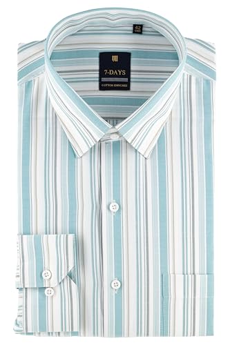 Image of 7-DAYS Men's Premium Striped Formal Shirt - Cotton Rich, Regular Fit, Full Sleeve, with Pocket, Wrinkle Resistant - Stylish Office & Everyday Wear.