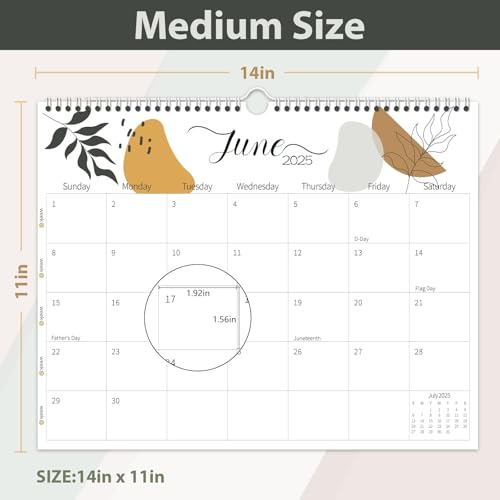 Guasslee Wall Calendar 2025-2026, 2025 Calendar Wall, 19-Month Planner Wall, 2025 Jun - 2026 Dec, 14\" X 11\" Monthly Calendar Spiral Bound with Thick Paper, Week Numbers for School Year Home Office