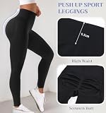 Zhiaek Damskie legginsy sportowe push-up wysoka talia antycellulitowe spodnie na siłownię kontrola brzucha antycellulitowe legginsy sportowe na siłownię joga bieganie fitness pilates, Kolor: czarny, S