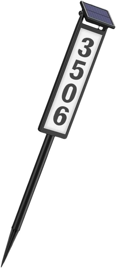 Pack of 2 Solar Address Plaque Solar Outdoor Lighting with Grounds Stake Plastic Texture for Various Weather Conditions