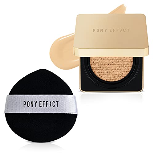PONY EFFECT Coverstay Cushion Foundation Ex | 003 Nude Beige + Airy Fit Dough Puff Bundle