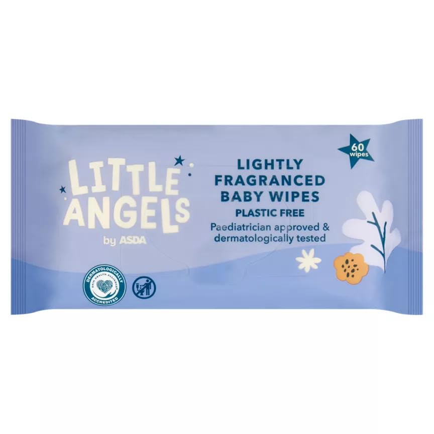 6x ASDA Little Angels Lightly Fragranced Plastic Free Wipes 60 Pack