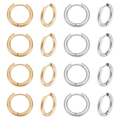 UNICRAFTALE 32個 2色 ハギーフープピアス 16mm イヤーカフ 小さい フープピアス ステンレススチール 丸ピアス イヤーワイヤー パーツ ジュエリーギフト DIY アクセサリー作成 材料キット