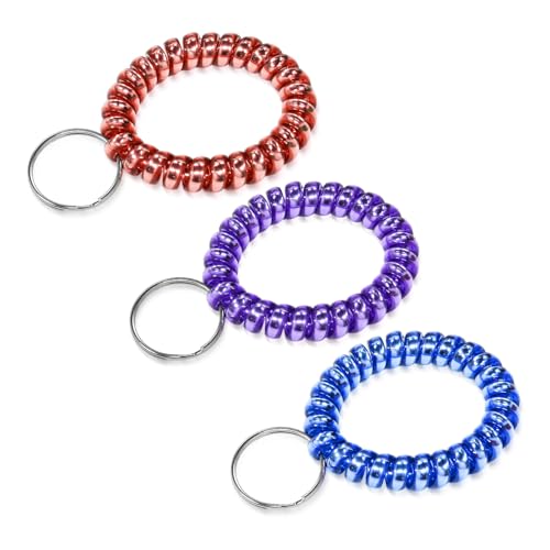 Image of TENOC Spiral Coil Keychain, Anti-lost Key Chain Holder Lanyard Cord for Sauna Outdoor Sports and Gym Pool