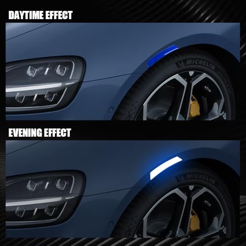 Image of 4PCS Car Reflective Trim Side Marker Stickers, Side Reflectors for Car, Anti-Collision Automatic Bumper Fender Stickers, Auto Exterior Accessories Reflector Guard Fit Cars (Blue, 4PCS)