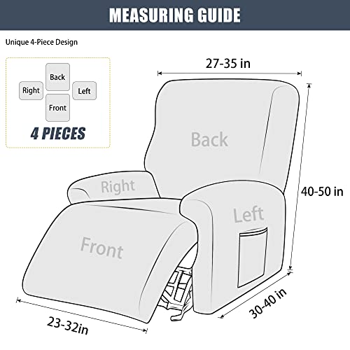 Recliner Chair Covers, 4-Piece Velvet Stretch Recliner Slipcover Single Seat Couch Cover Soft Furniture Protector With Pocket (Yellow) #TOP5