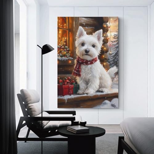 Terrier blanc des Highlands tableau toile pour masquer un mur vide et triste - 3