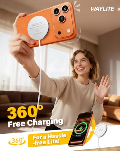 25W Magnetic Wireless Charger, 10FT Fast Charging Pad Wireless Charge for iPhone 17 16 /AirPods3/2/Pro/for Galaxy S26 Ultra/Pixel 10 Series, Portable Charger for Desk& Travel(2Pack,White) — view 6