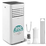 SereneLife Portable Conditioner, 8000 BTU 3-in-1 Compact Standing Air Conditioner for Rooms Up to 300 Sq. Ft., Energy Efficient Floor AC Unit with Remote Control, Universal Casters, Window Mount Kit