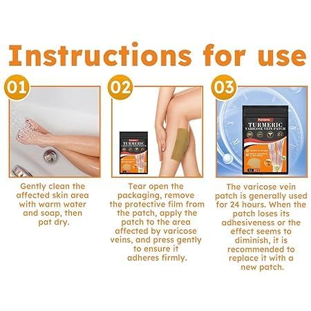 GROSSAMER Turmeric Varicose Vein Patch | Herbal Relief Patches for Legs Swelling Spider Veins and Fatigue Support varicose veins | Pain Relief and Swelling Reduction, Blood Circulation Support (4 Pack) - Image 6 thumbnail