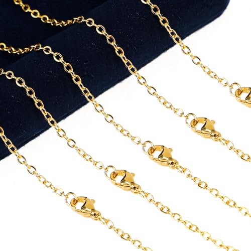 Miniatura 7 de 10 Cadenas Doradas De Acero Inoxidable, Cadena De Eslabones De 45 Cm, Con Cierre De Mosquetón, Cadena De Cable A Granel, Cadena De Bordillos, Cadena De Serpiente Para Manualidades, Colgantes, Pulseras
