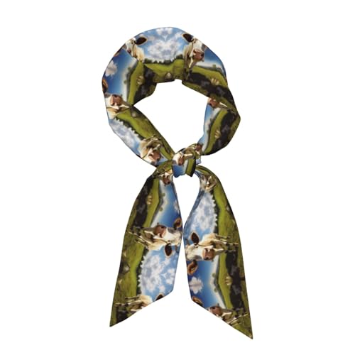 ROTHSKNV Cow Print Wallpaper Head Scarf & Bag Accessory