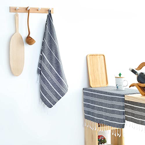 Cacala Turkish Hand Towels With Hanging Loop (23 X 36) Set Of 4-100% Cotton Kitchen Towel Quick Dry Prewashed For Soft Feel Decorative Towels For Face Gym, Yoga And Bathroom- Black #TOP2