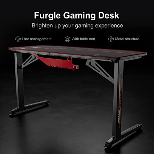 Furgle-Mesa-Gaming-Ergonomico-Mesa-Gamer-Z-Leg-Escritorio-GamingAlfombrilla-de-raton-Soportes-para-Asa-AuricularesTaza-de-Agua-Negro
