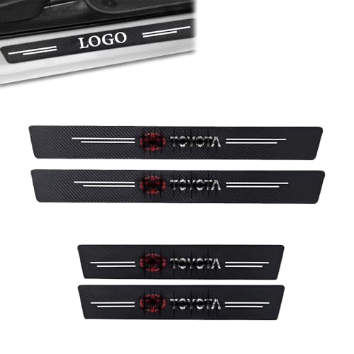 Image of 4PCS Car Door Carbon Fiber Sill Edge Anti-Scratch Guard Protector Compatible for Hyryder, Innova, Fortuner, Rumion, Glanza, Camry, Etios, Corolla, Urban Cruiser, Taisor, Belta, Altis, Yaris