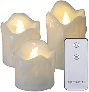 PChero LED Flickering Pillar Candles with Remote, 3 Packs Battery Operated Flameless Candle Light for Home Room Christmas Decoration  Warm White