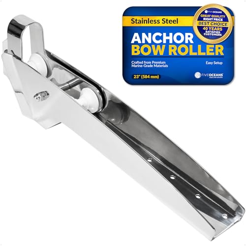 Five Oceans 316 Stainless Steel Anchor Roller, Hinged Self-Launching Double Bow Roller with Delrin Rollers, 23-inch - FO4185