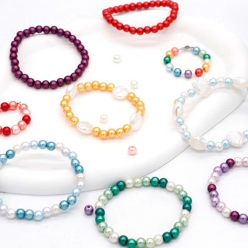 Dotilili Lot de 1474 perles rondes en verre multicolores de 6 mm avec trou pour la fabrication de bijoux, bracelets, colliers, Cadeaux pour Noël – vue 8
