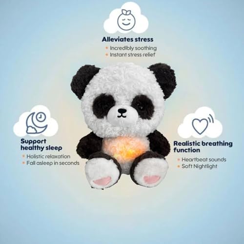 Image of Breathing Panda Soft Toy Teddy Bear with Light and Music Soothing Plush Sleeping Heartbeat Breathing Teddies Toys Toy Gift for Kids Girls Valentines Day 30cm