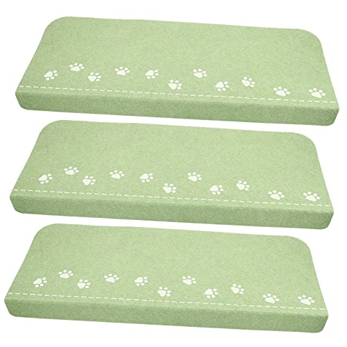 TOPBATHY Alfombrillas Antideslizantes para Escalones De Escalera Verdes 55cm De Silicona Suave Nocturnas Diseño De Pata De Oso para Hogar y Seguridad Infantil, Paquete De 3 Piezas