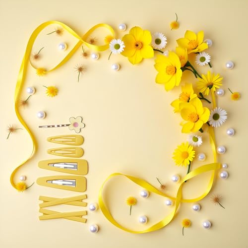 7 Piezas Clips y Pinzas para Cabello Mujer y Niña con Flores Amarillas Decorativas Acabado Dorado Elegante miniatura 4