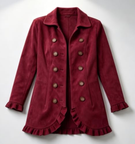 Suede Jacket Women Business Casual Ruffle Hem Open Front Blazer Jacket - image 3