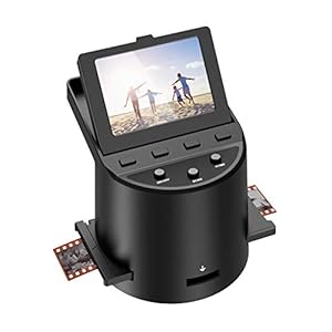 Digital Film Scanner with 22MP, Converts 35mm, 126, 110, Super 8 Films, Slides, Negatives to JPEG, Tilt-Up 3.5″ LCD, Includes Cables, Film Inserts&More, MAC and PC Compatible