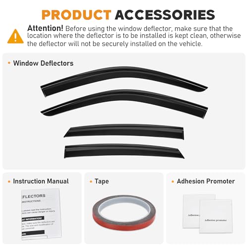 Image of Shatterproof Taped-On Window Deflectors for Honda Civic Hatchback 2022-2025 with Black Trim, Rain Guards, Window Visors for Car, Vent Deflector, 4pcs