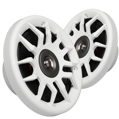 Haut-parleurs audio marins, 80 W, 16,5 cm, résistants à l'eau, résistants aux UV, avec tweeter à dôme métallique, haute performance, pour camping-car et véhicule (blanc)