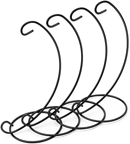 Senignol Ornament Display Stands, 4Pack Iron Ornament Display Holder for Hanging Glass Globe Air Plant Terrarium Stand, Hanging Witch Ball Easter Christmas Decoration(Black, 9 inch)