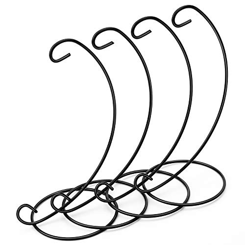Senignol Ornament Display Stands, 4Pack Iron Ornament Display Holder for Hanging Glass Globe Air Plant Terrarium Stand, Hanging Witch Ball Easter Christmas Decoration(Black, 9 inch)
