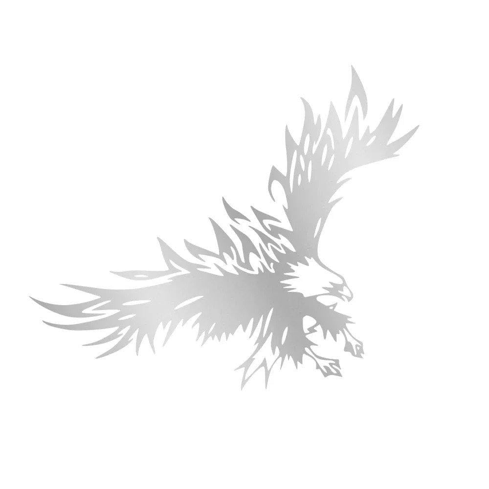 Car Bonnet Stickers Eagle Pattern Vinyl Decal Auto Colorful Waterproof Vehicles PVC(Matt Silver,50x33cm)