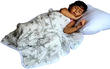 Immaculate Textiles - Bamboo Baby / Toddler Muslin Nursery / Pram / Car Seat Blanket - 70% Bamboo / 30% Cotton - Oeko-Tex Certified : Quilted & Super Soft : Boys or Girls (100x80cm, Stars)