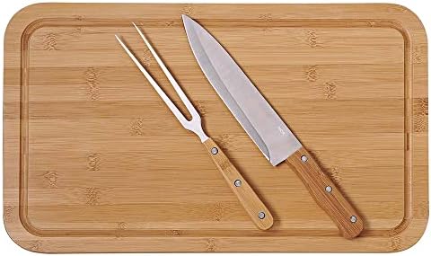 Mor - Conjunto Churrasco Bamboo Tábua Retangular 30cm x 50cm