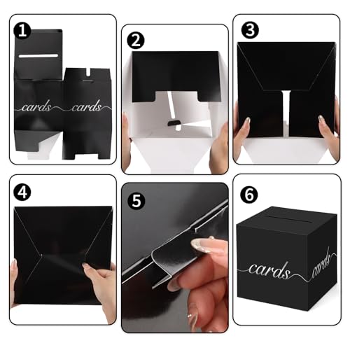 image for Hxezoc Black Card Box Silver Foil Wedding Favors Gift Card Boxes Post 