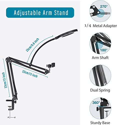 Montihold Overhead Phone Camera Mount With Ring Light, Tripod For Phone Camera Webcam, Adjustable Suspension Boom Scissor Arm Stand, Compatible With Iphone, Webcam For Live Stream Video Recording #TOP7