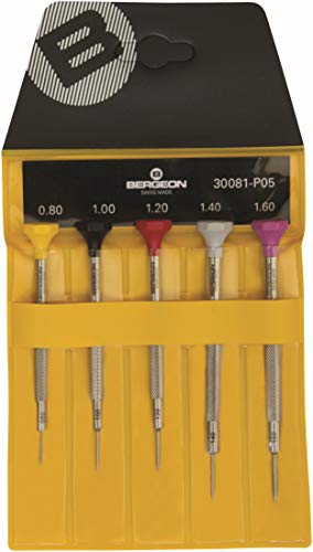 BERGEON Screwdriver Set - 5 Pieces - Stainless Steel - Ergonomic - Swiss Made (Screwdriver)
