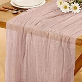 Runner da Tavolo Rosa Antico in Stile Boho, 280 x 80 CM Runner da Tavolo in Garza, Adatto per Matrimoni, Compleanni, Natale, Tavole di Capodanno e Decorazioni ad Arco