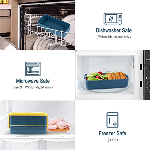 Bento Box Lunch Box, Iteryn 3-In-1 Compartment Containers - Wheat Straw, Leakproof Eco-Friendly Stackable Bento Lunch Box Meal Prep #TOP4