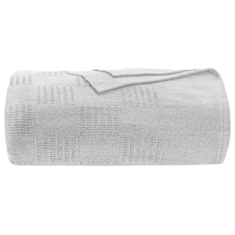 Waffle Weave Thermal Bed Blanket-66x90” Twin Comforter Cotton Throw Blankets for Bed, Sofa, Bedroom Decor, Housewarming Gifts, Layering of Hotels & Hospital Bed Sheets (White) Cover