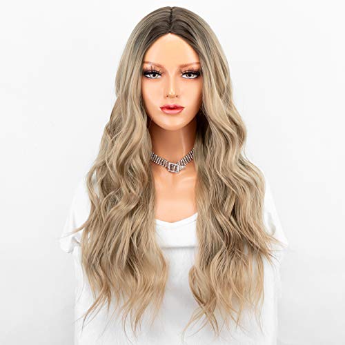 Persephone Synthetic Ombre Blonde Wig for Women Glueless Long Wavy Wig Heat Resistant 22 Inch