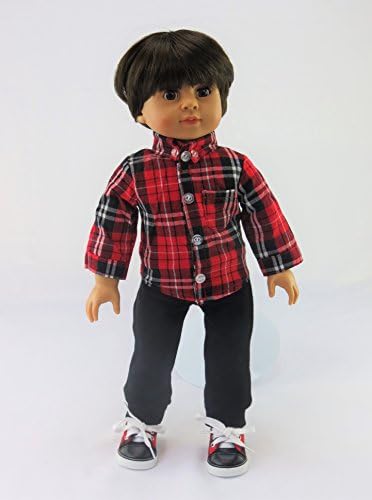 American Fashion World Red and Black Button Up with Pants