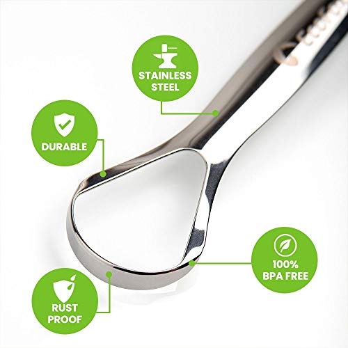 image for EcoFox Tongue Scraper (2 Pack with Case) | Reduce Bad Breath (Medical 