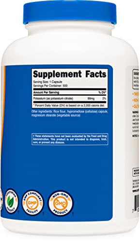 Nutricost Potassium Citrate 99Mg, 500 Capsules #TOP3
