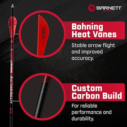 Barnett 22" Hyperflite Crossbow Arrows, Precision Hunting Bolts for Barnett Hyper Series Crossbows, with Red & White Heat Vanes, 3-Pack by BARNETT - Image 4