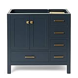 ARIEL 36' inch Midnight Blue Bathroom Vanity Base Cabinet with Left Offset Sink Configuration | 2...