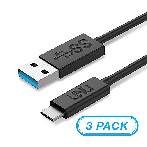 UNU USB Type C Cable, 3ft with 5Gbps, 56K Ohm Resistor Type C to Type A 3.0 Male (3 Pack) Fast Charging Cable Compatible with Galaxy S9, S9 Plus, Galaxy S8, S8 Plus, Note, LG, Type-C Devices [Black]