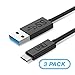 USB Type C Cable, UNU 3ft (3 Pack) with 5Gbps, 56K Ohm Resistor Type C to Type A 3.0 Male (USB C to USB-A) Fast Charging Cable for Google Pixel XL, Nexus 6P, 5X,LG G5, Oneplus 2 and More [Black]