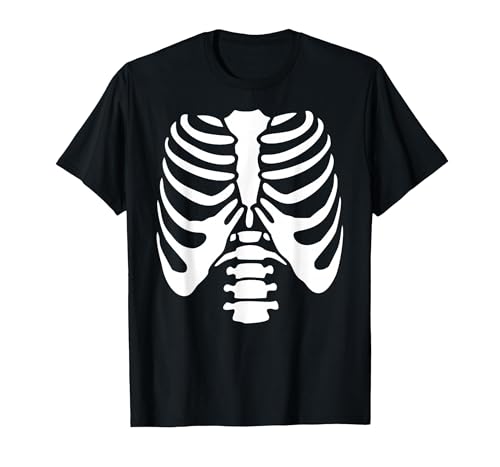 Disfraz de Esqueleto para Carnaval, Halloween Camiseta, Hombre, Negro, M